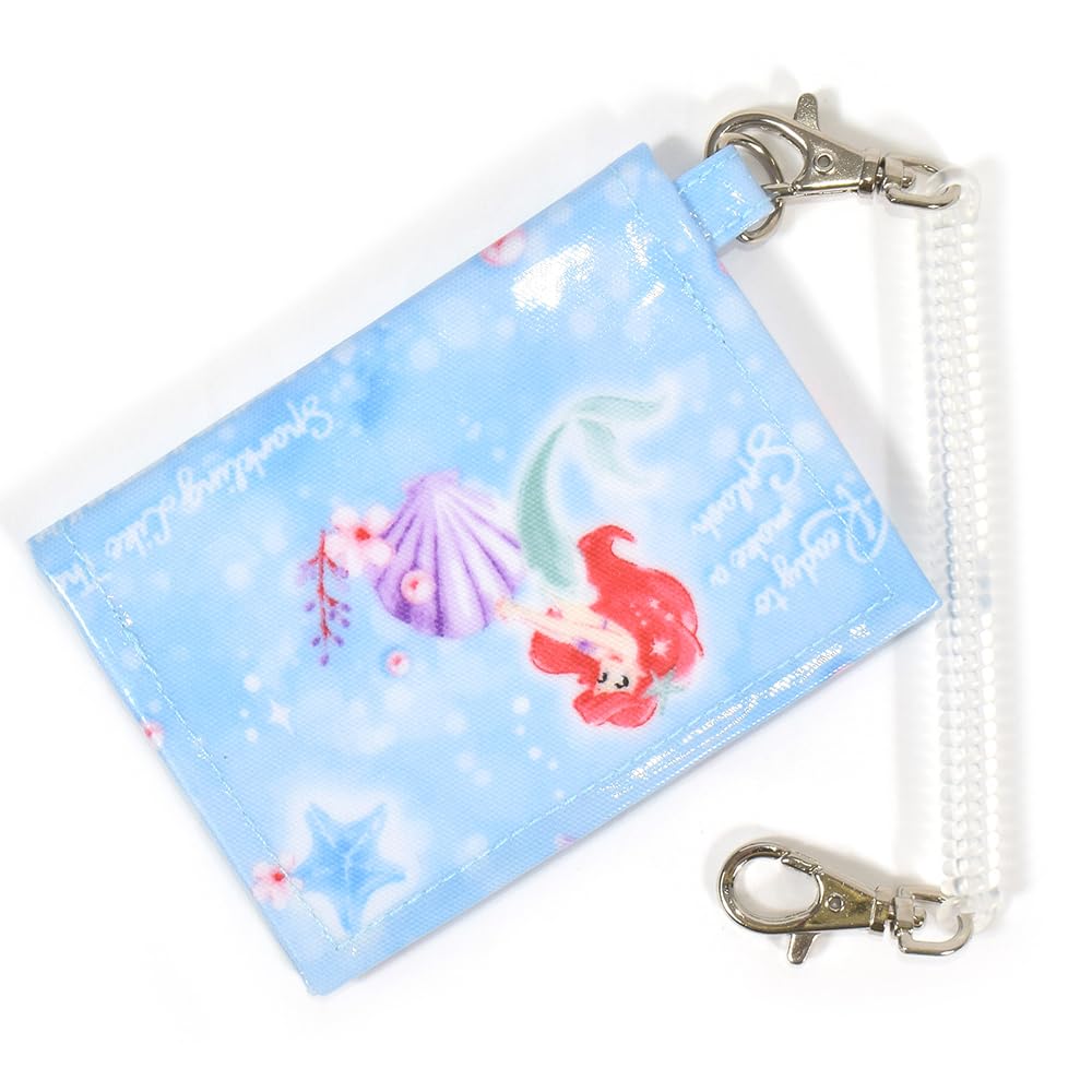 COLORFUL CANDY STYLE Disney Children's Pass Case with Train Coil Chain Hook, Bifold, Girls' Ariel THE LITTLE MERMAID, Princess Ariel, N5920000