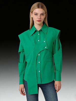 Korean Niche Design Sense Women's Irregular Loose Shirt - 2026 Spring Fashion Style