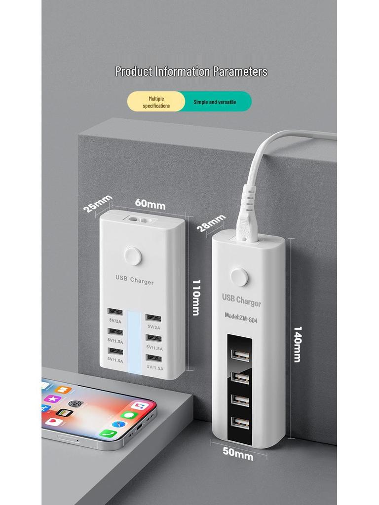 Travel Power Strip with Multi-USB Ports and Extension Cord