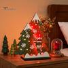Exquisite Wood Craft Wooden Christmas Tree Table Decor with LED Light, Rustic Standing Sign Party Supplies Reindeer Santa Claus for Holiday