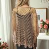 Tassel Sunscreen Cover-up Loose Fit Knit Hollow Out Top Fashion Fishnet Swimsuit Cover Up  Vacation