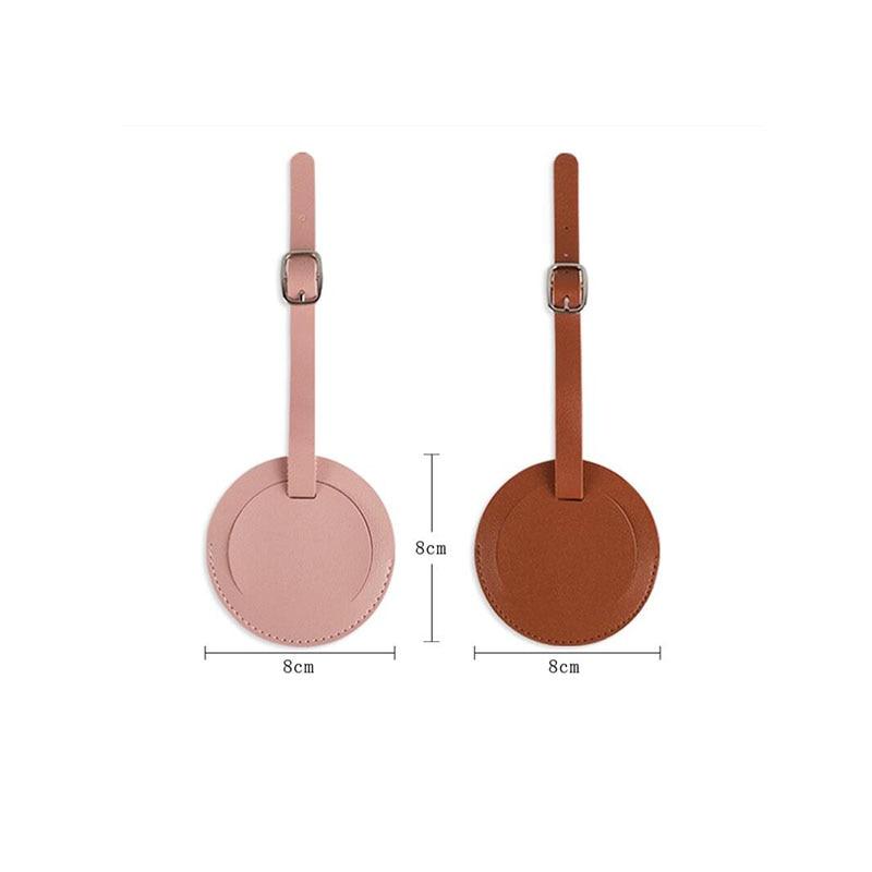 1PCS Pu Leather Luggage Tag Round Women Men Travel Baggage Tags Suitcase Name ID Address Holder Label Hand Bag Tag