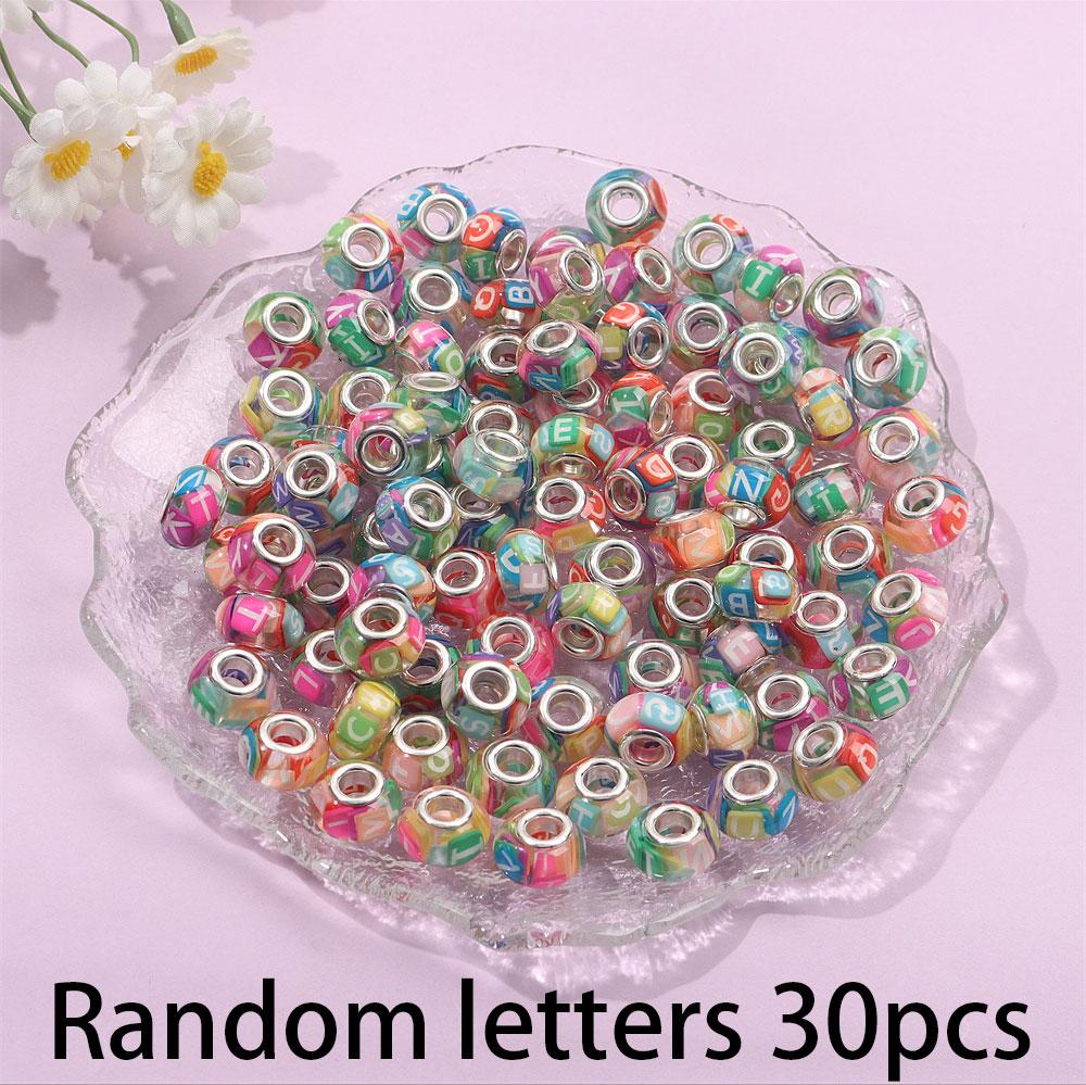

30/50/100 шт. Бусины с большими отверстиями в виде букв, европейские бусины для мастеров, бусины с большими отверстиями, сделай сам, ювелирные изделия, браслеты, ожерелья, серьги, изготовление ювелирных изделий 30pcs