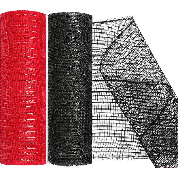 2 Pack Deco Mesh 10 Inch x 30 Feet Decor Mesh Ribbon with Metallic Foil Deco Mesh Wreath Supplies Ribbon Mesh Roll for Spring Wreaths, Craft, Party