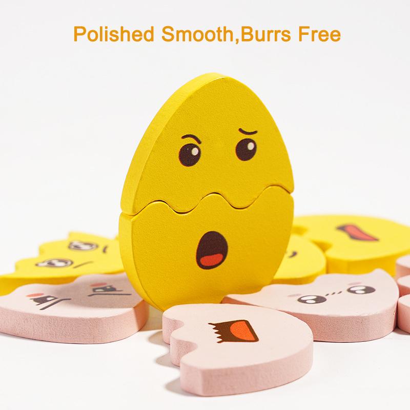Montessori Wooden Puzzle Games Expression Emotion Egg Face Board Matching Thinking Early Educational Toys for Toddlers Age 3+