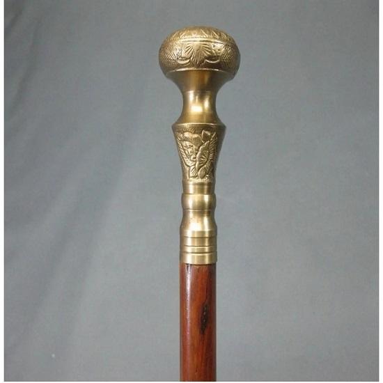 

Деревянная трость, трость для ходьбы, латунная ручка-набалдашник, подарок.