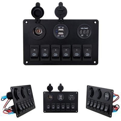 Panneau de Commande à Interrupteurs 6 Gangs Led à Bascule Disjoncteur Voiture Marine Bateau Camion Circuit