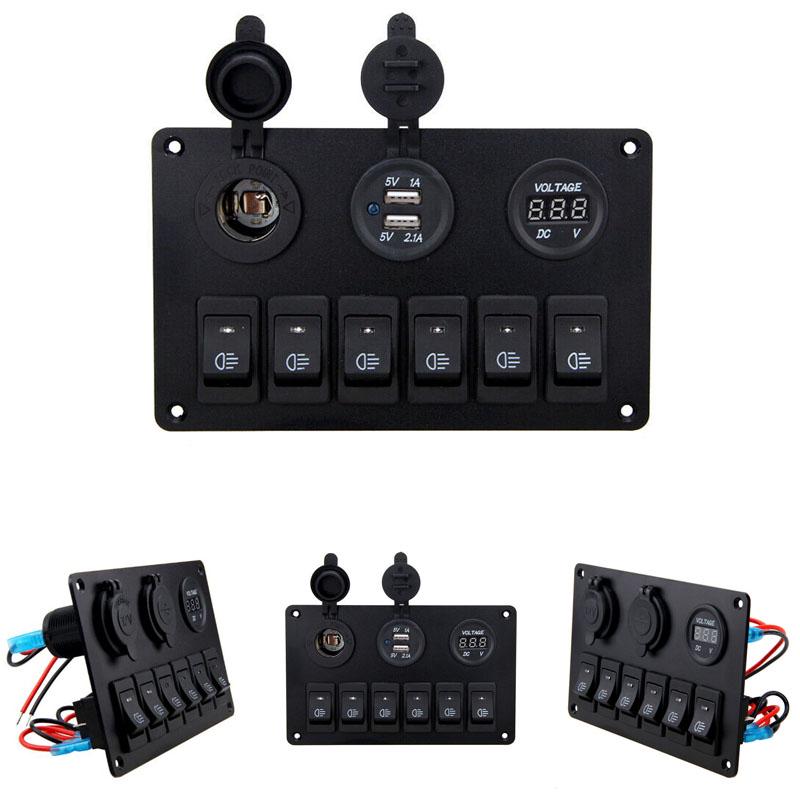 6-gangový spínač ovládacího panelu Led Rocker Breaker Auto Marine Boat Truck okruh