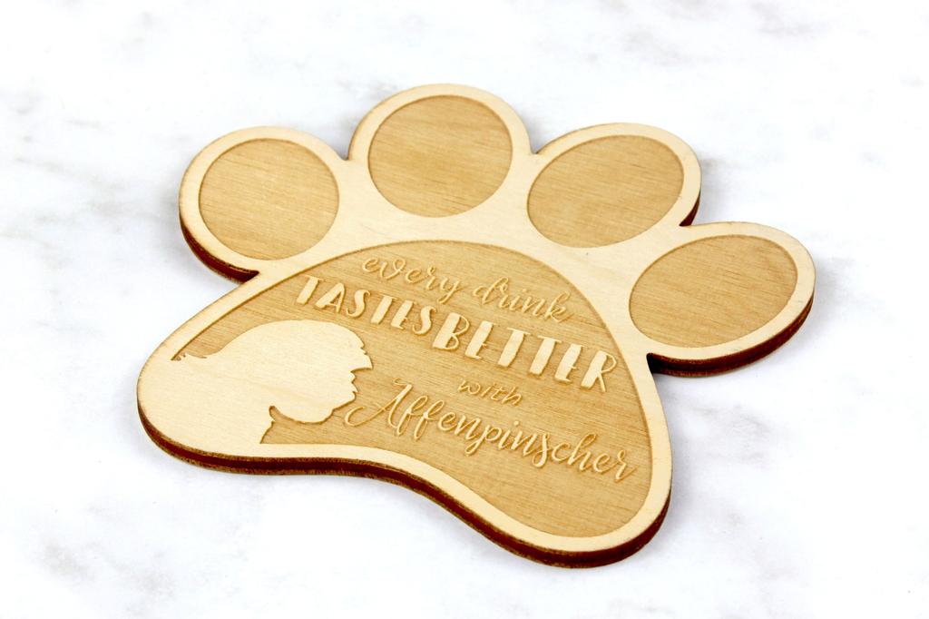 Affenpinscher, Affen, Affie - Mug coaster, engraved coaster with dog, gift for dog lover by Art-Dog brand