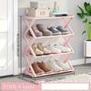 4 Tier Foldable Shoe Rack Space Saving Free Standing Shoe Storage Organizer for Closet Hallway