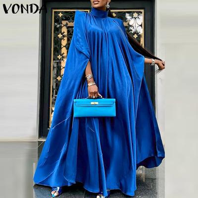 Spring Women O Line High Collar Loose Long Party Dress