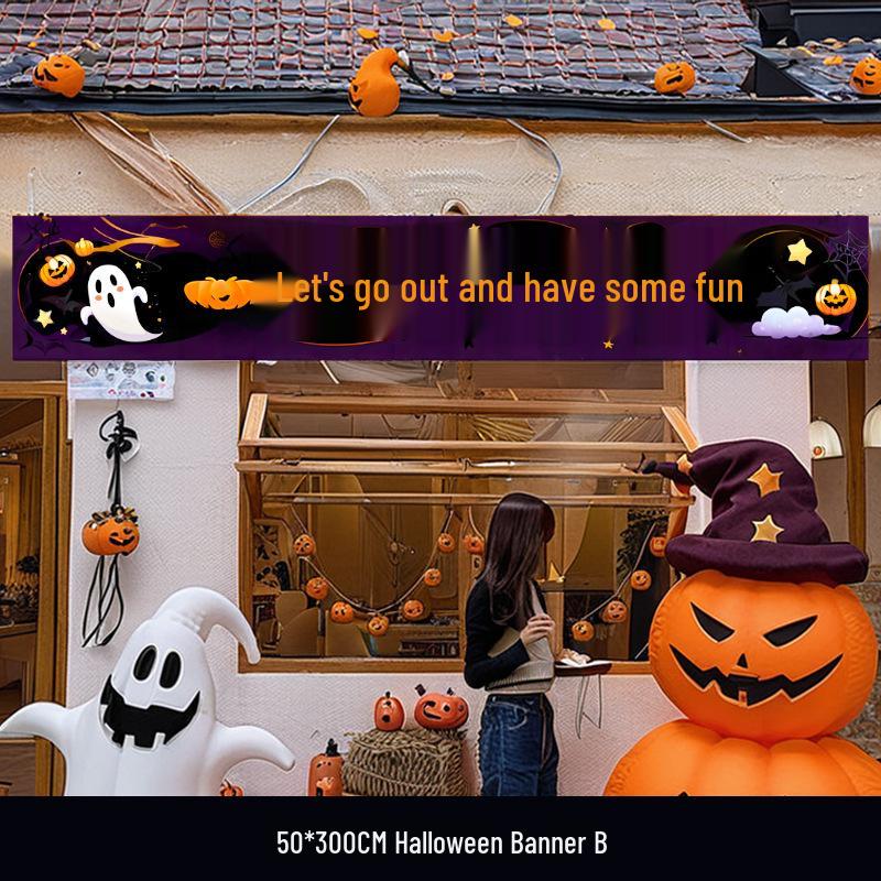 Halloween Pumpkin Banner: Outdoor Doorway & Wall Decor for Photo Props