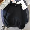 Women Warm Casual Hoodie Autumn Loose Pocket Sweatshirt Stretch Comfortable Solid Pullover Street Fashion Female