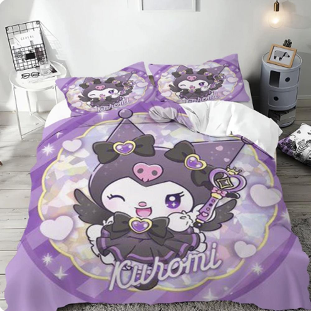 Kuromi Quilt Cover Cartoon Cute Sanrio Duvet Printed Comforter Polyester Bedding Twin Size Children Gift Various Sizes