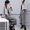 Two Piece Overpants Woolen Short Coat Wide Leg Pants Casual Fashionable Set Women Women's Autumn Winter