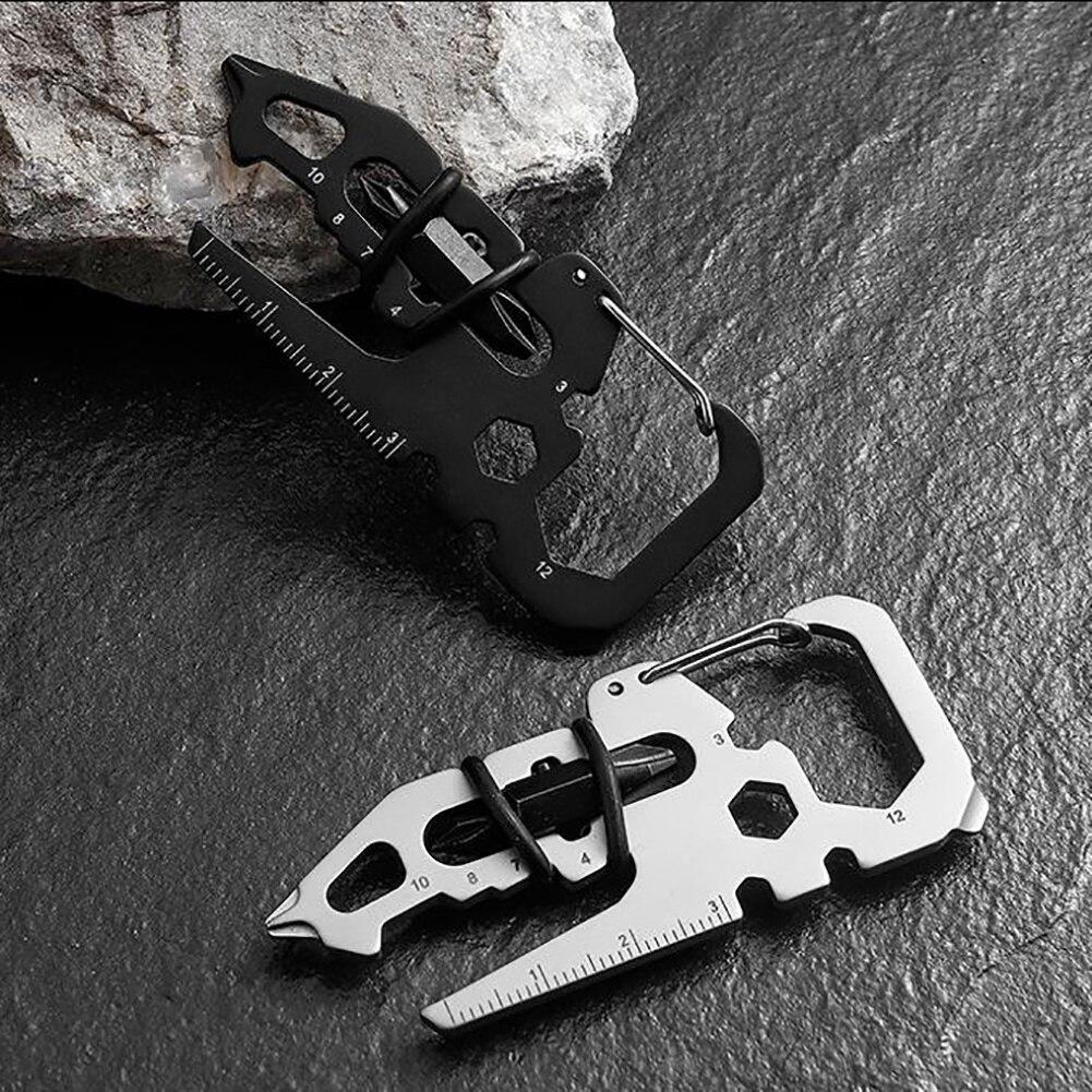 Stainless Steel Outdoor Tools Carabiner Clip Bottle Opener Keychain Ring Climbing Accessories Multifunction Card Tool