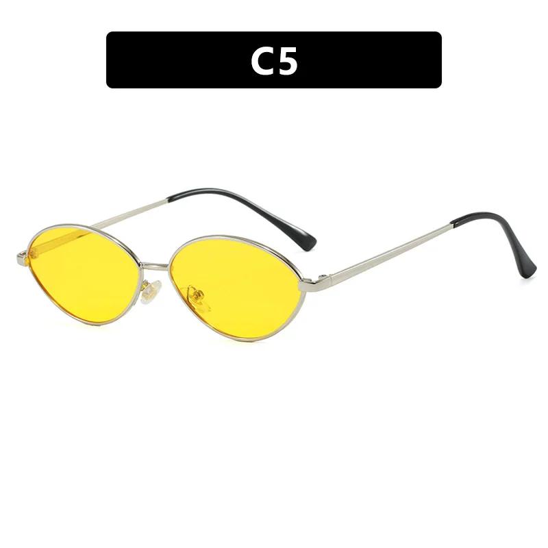 Cat Eye Small Frame Sunglasses Y2k Trendy Oval Metal Sun Glasses Women Punk Sunshade Shades Outdoor UV400 Protection Goggles
