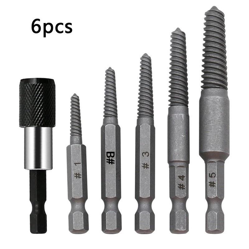 5/6Pcs Broken Bolt Extractor Set Electric Screw Remover With Center Drill Bits For Easy Thread Removal Tool Set