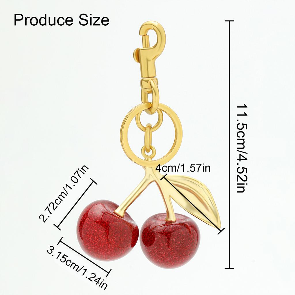 Cherry Resin Alloy Keychain Handmade Fruit Charm for Bags and Keys Fashion Handbag Accessories Jewelry for Wallet