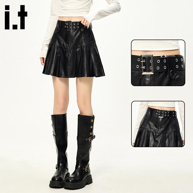 CHOCOOLATEit Pleated Faux Leather Mini Skirt M