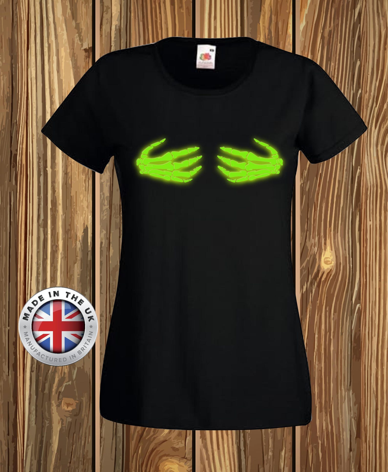Glow in the Dark Skeleton Hands T-Shirt: Halloween Costume Tee S