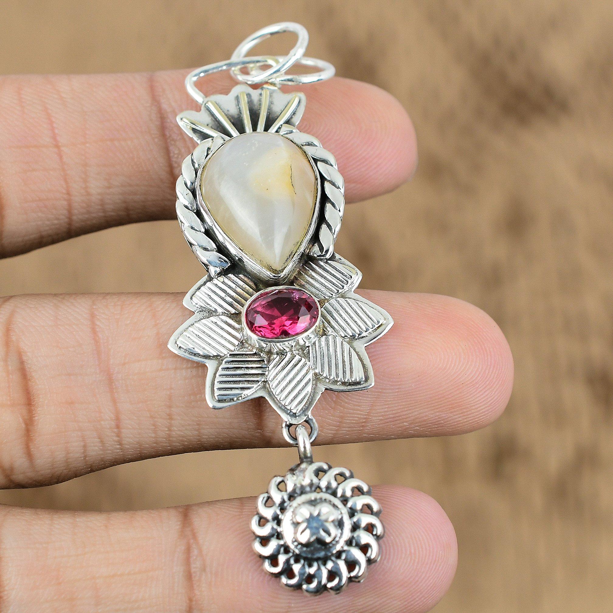 

Gift For Women Pendant 925 Sterling Silver Natural Mother Of Pearl Gemstone