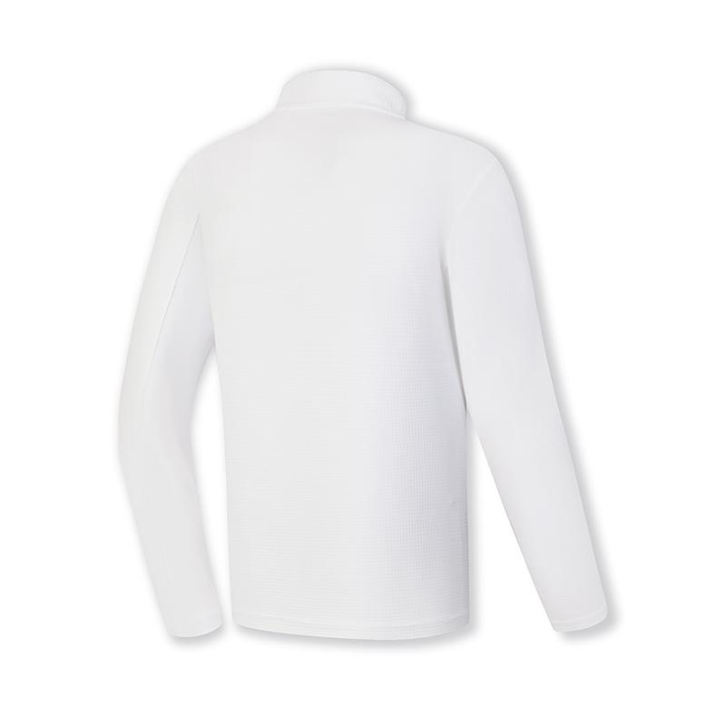 FILA Stand Collar Half Zip Knit Long Sleeve T-Shirt Men Tops Jade-White A11M515210FWT