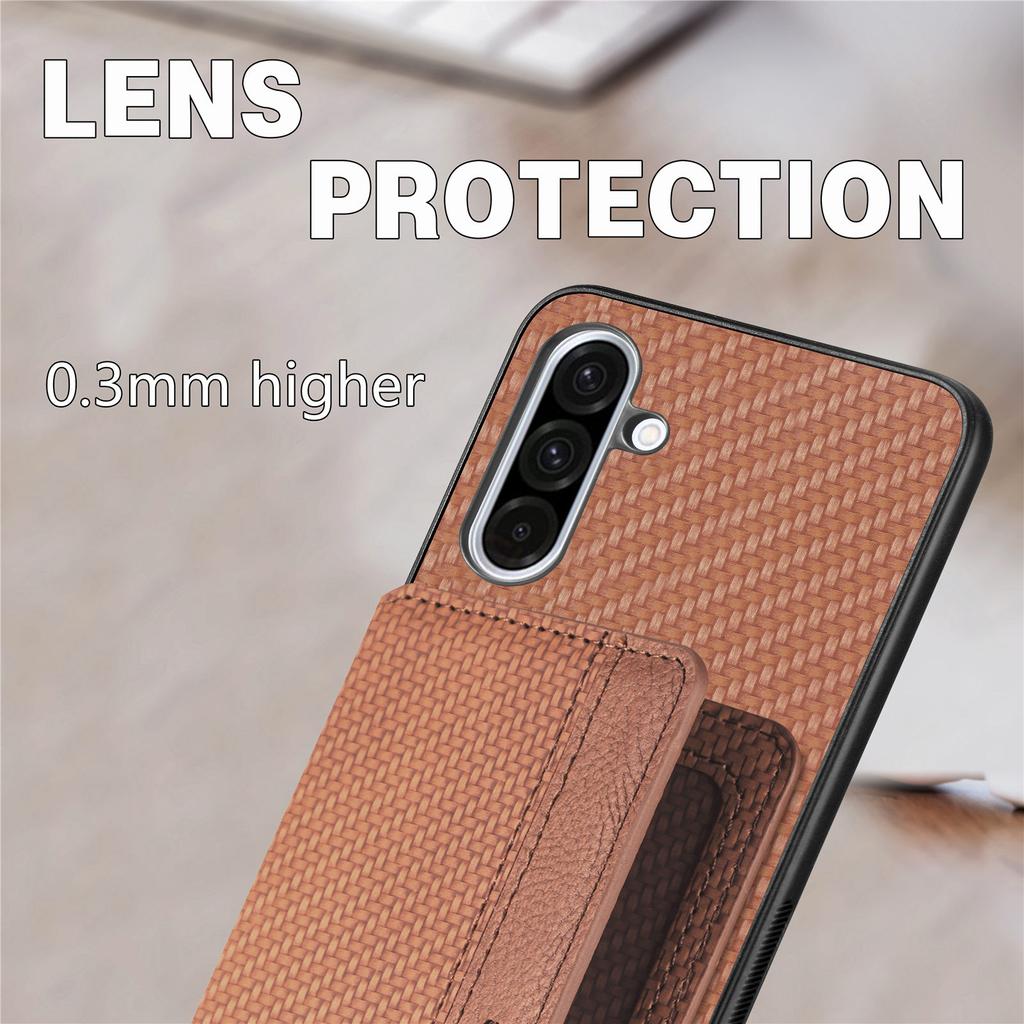 For Samsung Galaxy A36 5G Case RFID Blocking Carbon Fiber Leather Phone Back Cover with Card Holder