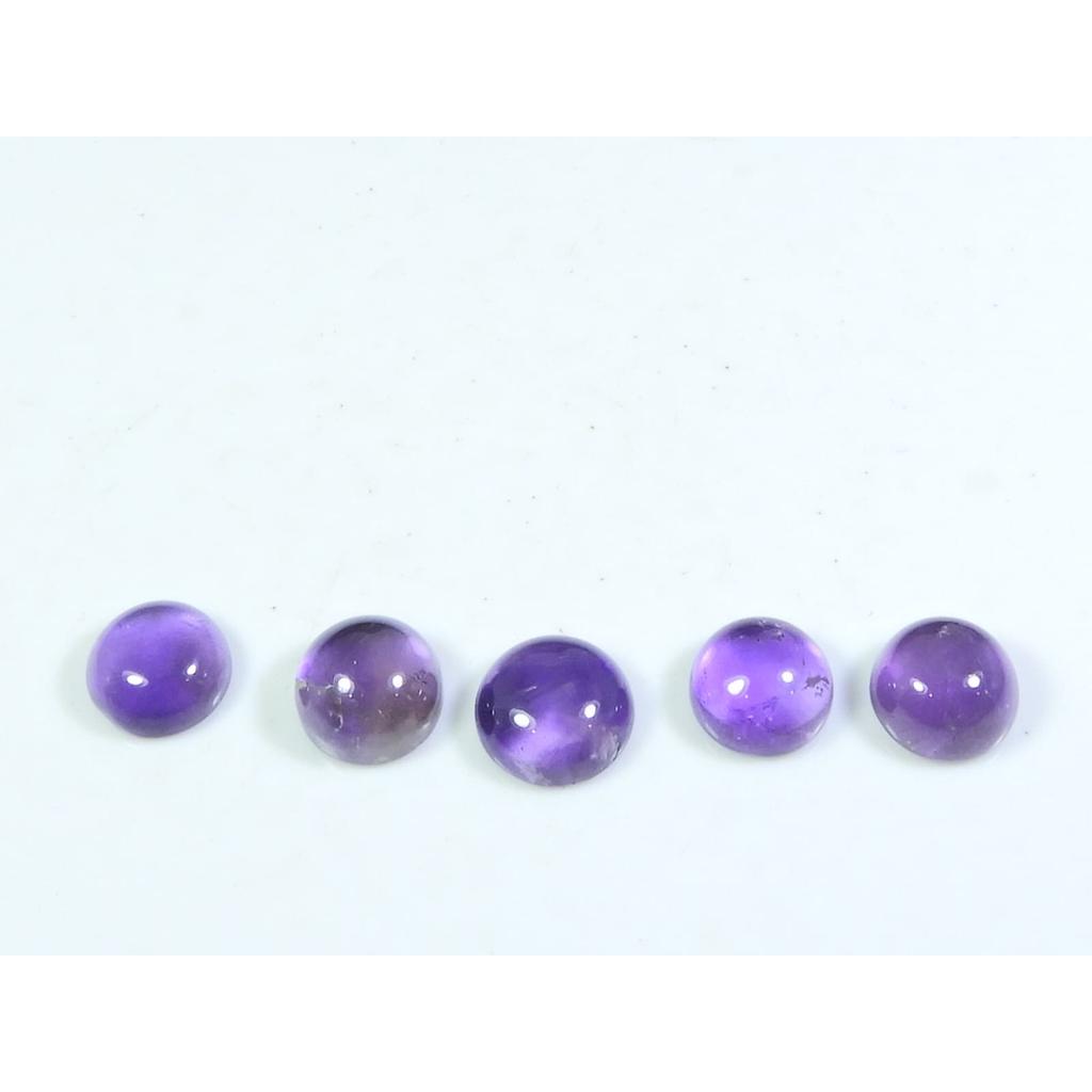 9MM Natural Amethst Ring Size Round Cabochon Loose Gemstone 5Pcs Lot 15Cts. A-433