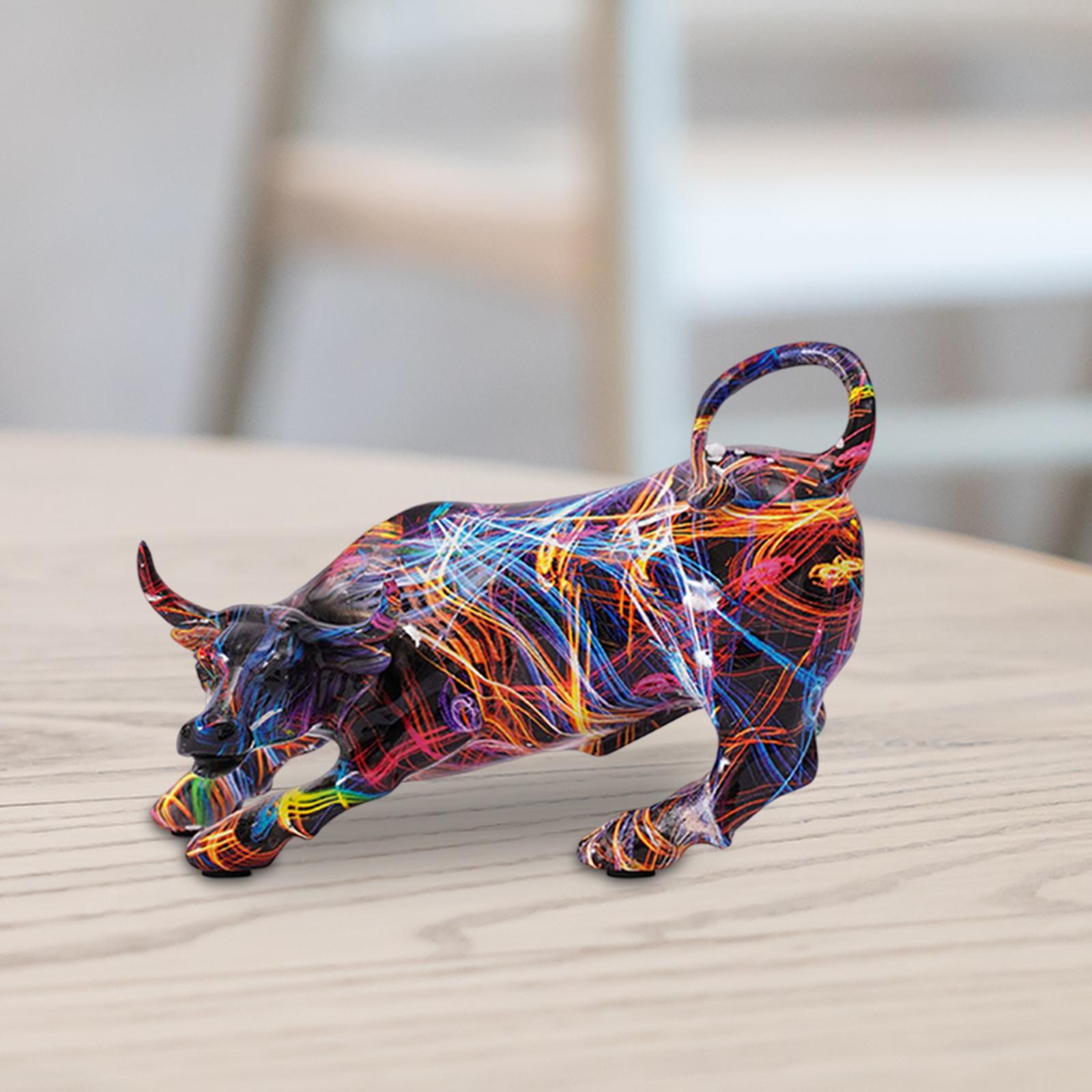 

Abstract Animal Sculpture Artwork Resin Bull Figurines Collection Statues for Table Centerpiece Bedroom Bookshelf Ornament Gift