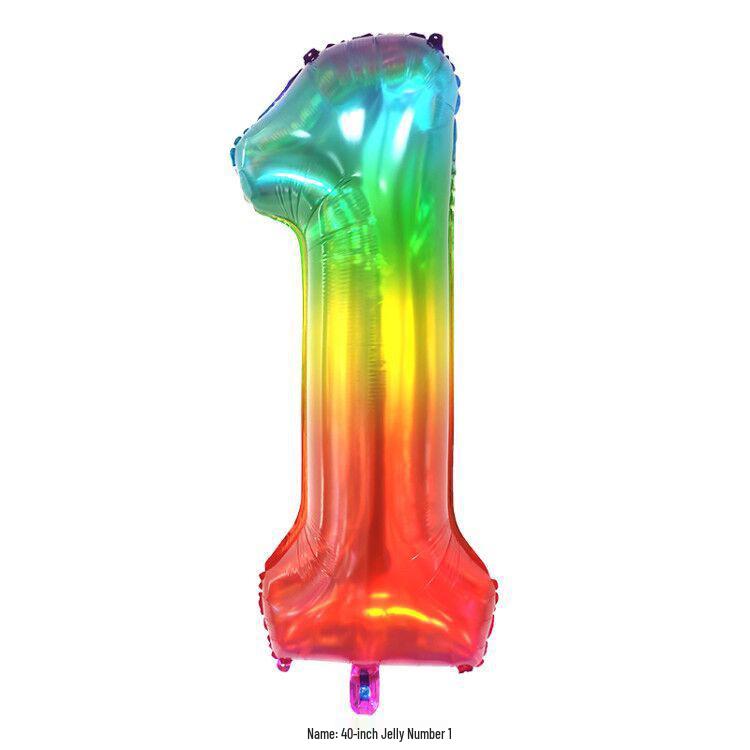 Balon Folie Număr Jelly Gradient Curcubeu de 40 de Inchi pentru Decorațiuni de Ziua de Naștere