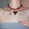 Gravel Bead Love Double Layer Choker Korean Y2K Style Metal Clavicle Chain  Cosplay