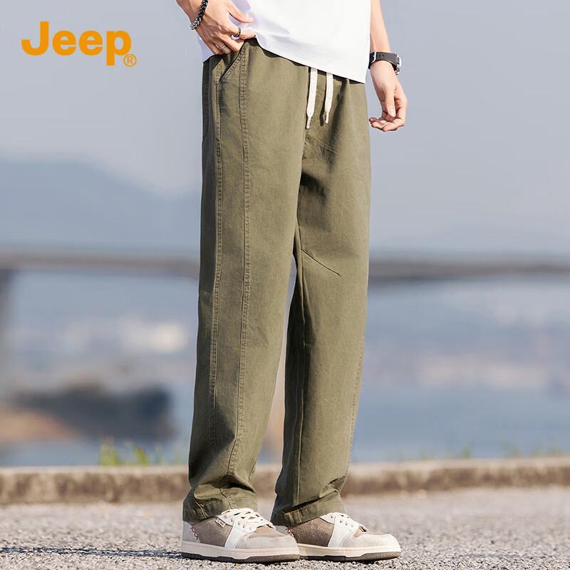 Jeep Men's Lightweight Cotton Straight-Leg Utility Casual Pants