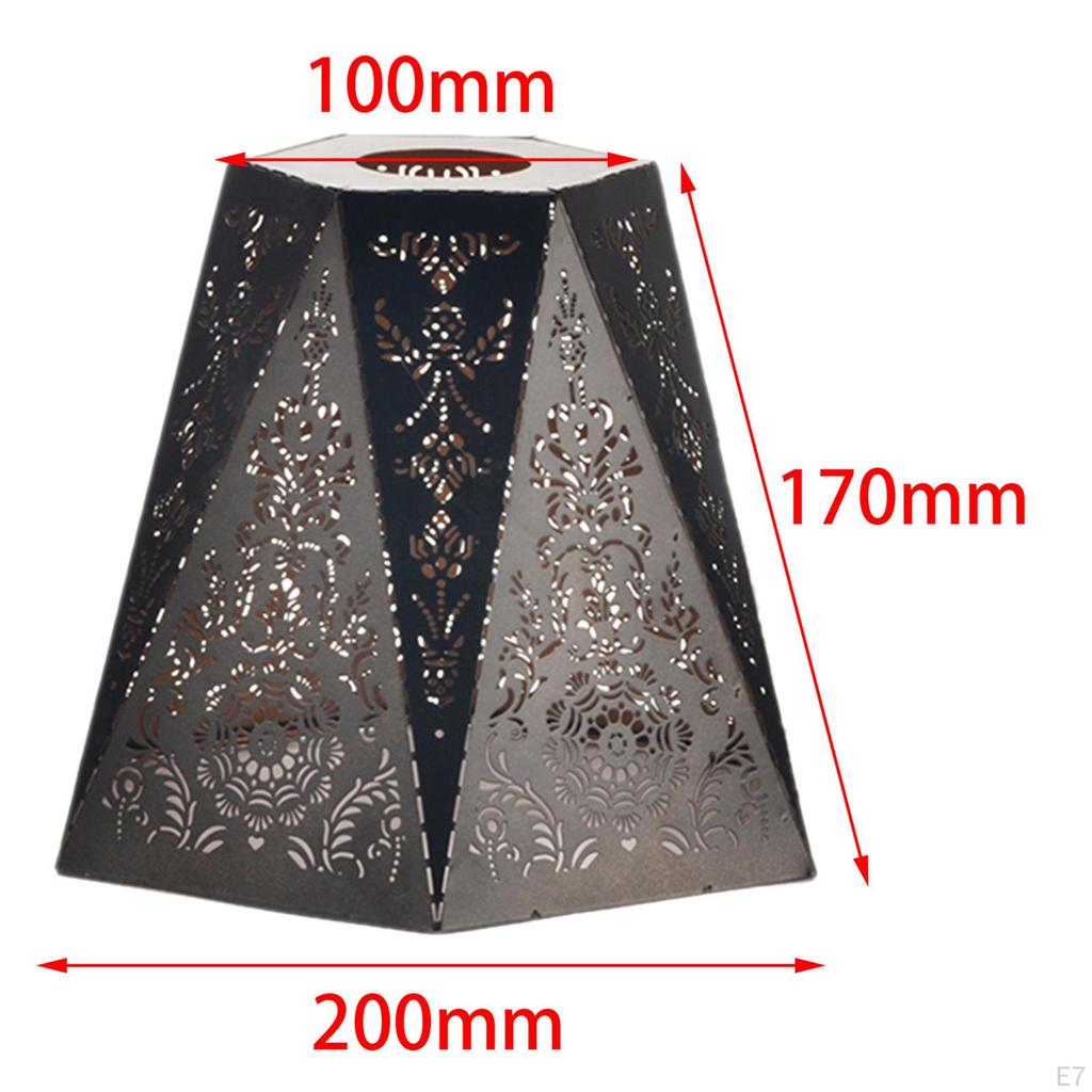 Decorative Pendant Lamp Shade, Iron Lampshade Carving Metal Cage Shade Cover Pastoral Style for