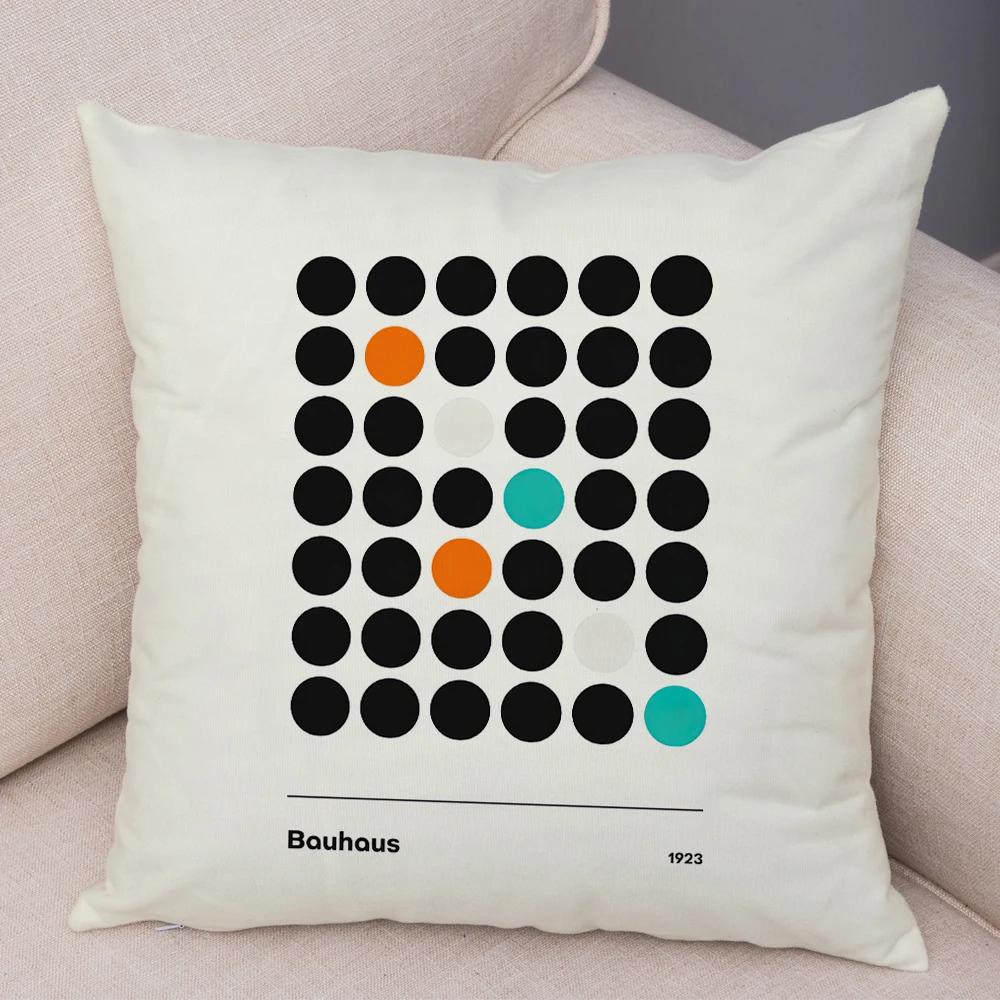Nordic Minimalist Color Block Double Print Cushion Cover Decor Bauhaus Modern Pillowcase Soft Plush Throw Pillow Case For Sofa