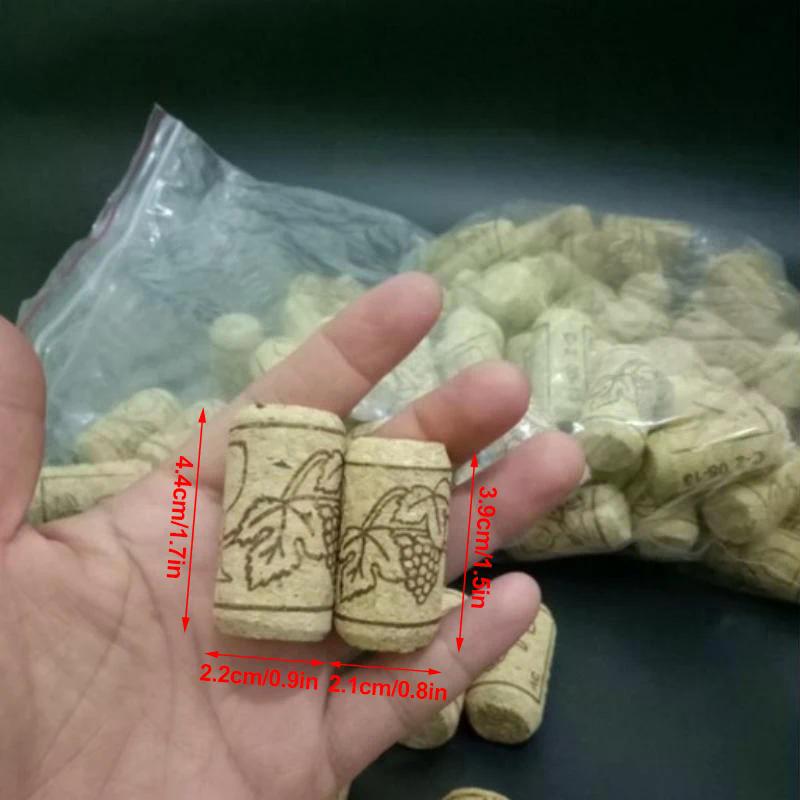 50Pcs Printed Wine Corks Stopper Reusable Sealing Wood Lid Cap Wine Bottle Stopper For Bottle Bar Tools Kitchen Accessories