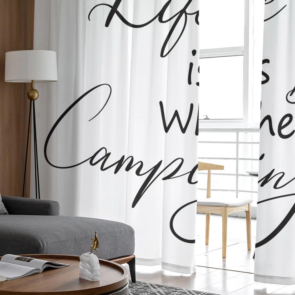 Camping Camper Mountain Stars Moon Tyll Gardiner för vardagsrum Kök Sovrum Skir Tyll för café Hotell Modern heminredning