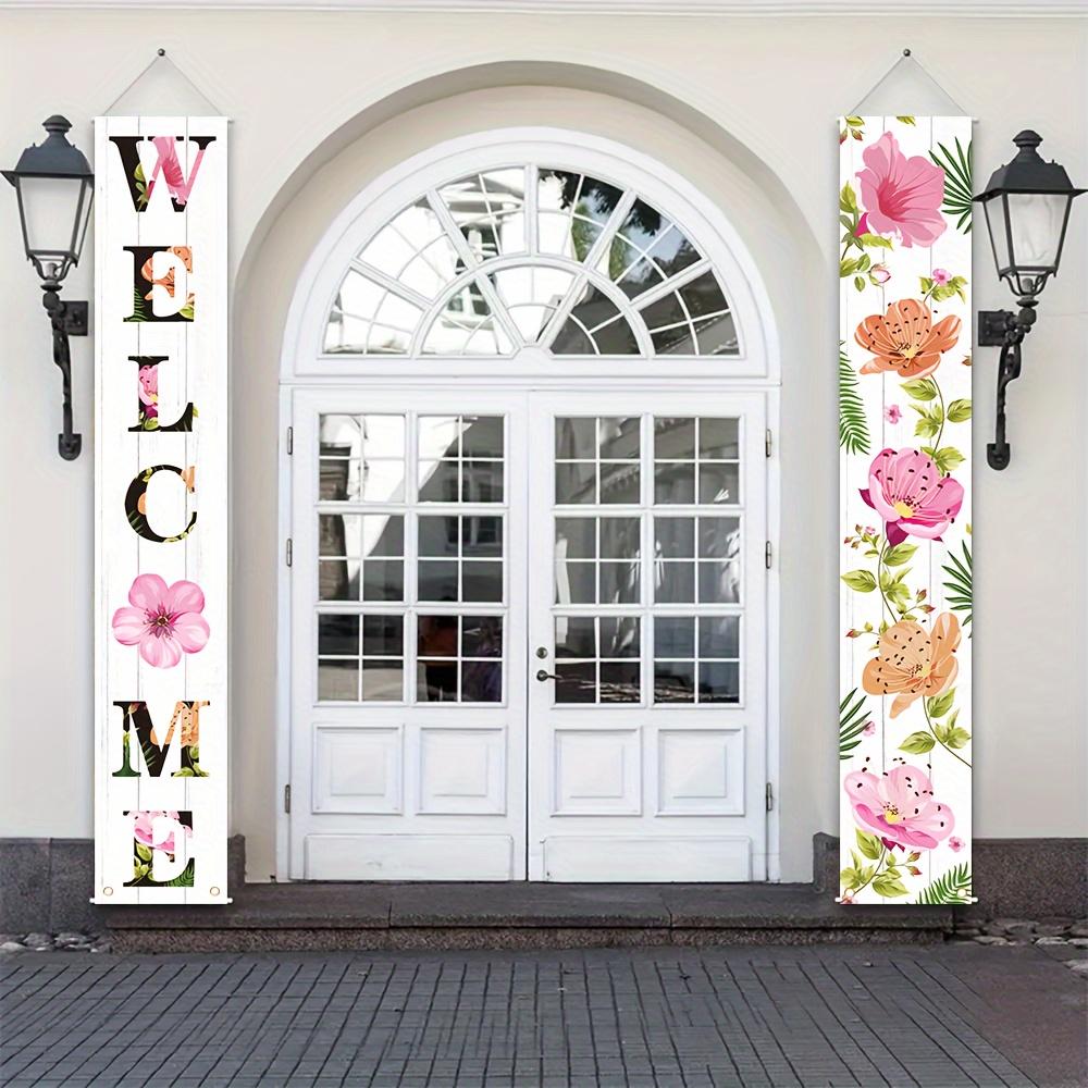 Set, Summer Welcome Floral Porch Banners, 180cm By 30cm/70.8 In By 11.8 In, Summer Floral Banner Porch Signs, Suitable For The Front Door Outdoor Seas