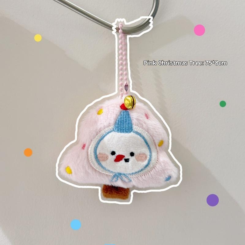 Kawaii Cartoon Plush Santa Claus Christmas Tree Keychain Lovely Christmas Stuffed Doll Toys Backpack Pendant Accessories Gifts