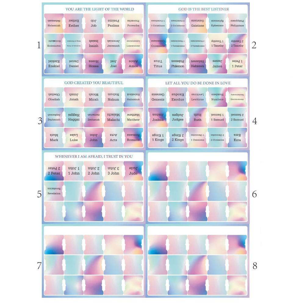 120PCS Laminated Laminated Bible Tabs Colorful Scripture Organization Tabs  Book Index