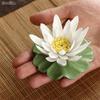 Tea Pets Ceramic Flower Ornament White Lotus Lily Incense Stick Holder Incense Burner Home Decoration