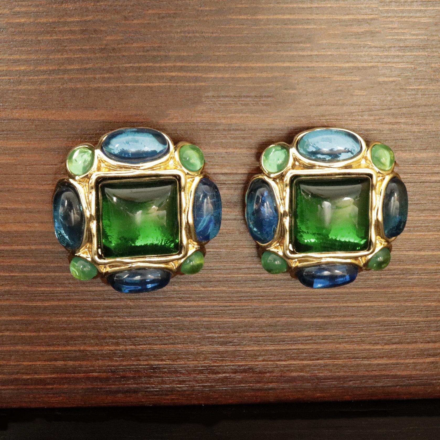 2024 Geometric Square Glass Stud Earrings - High-End Design