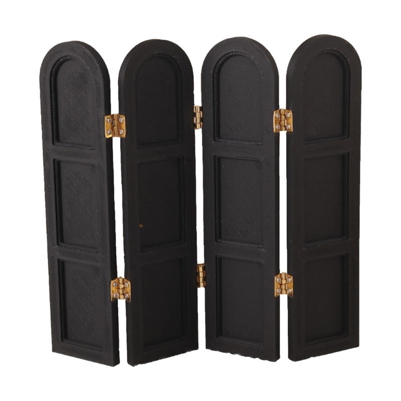 1:12 Scale Furniture Miniature Folding Screen Room Divider For Doll House With Hinged Panels And Simulation Design