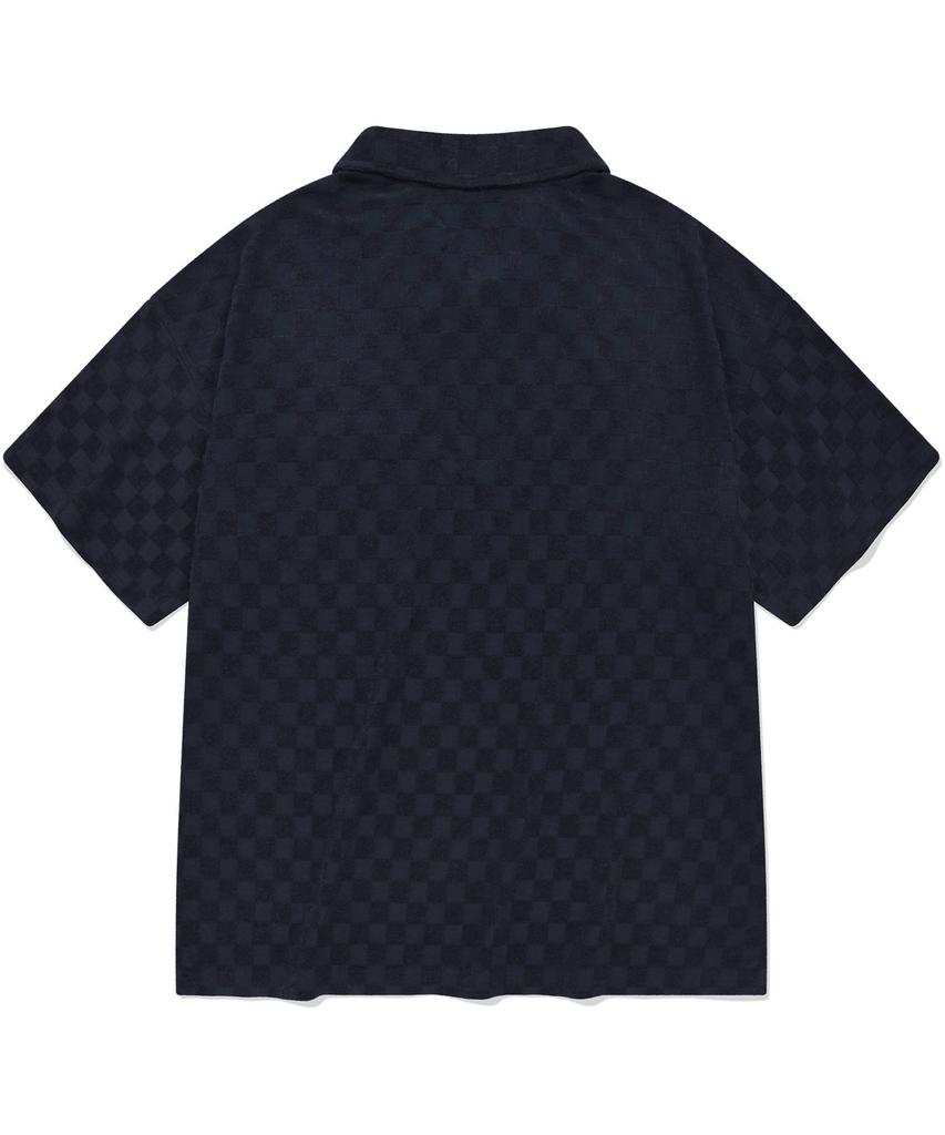 COVERNAT Checkerboard Collar T-Shirt Navy