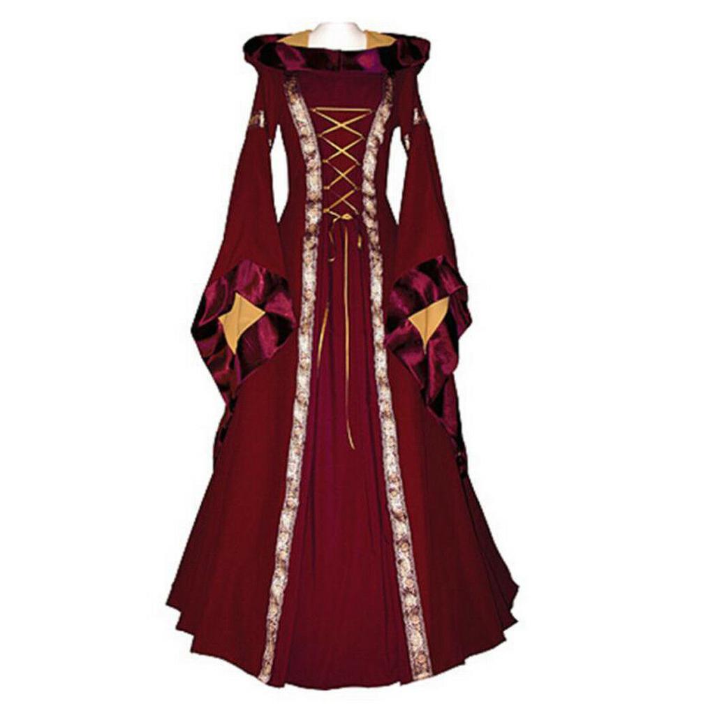 Medieval Vintage Womens Dress Costume Hooded Victorian Renaissance Dress Gothic