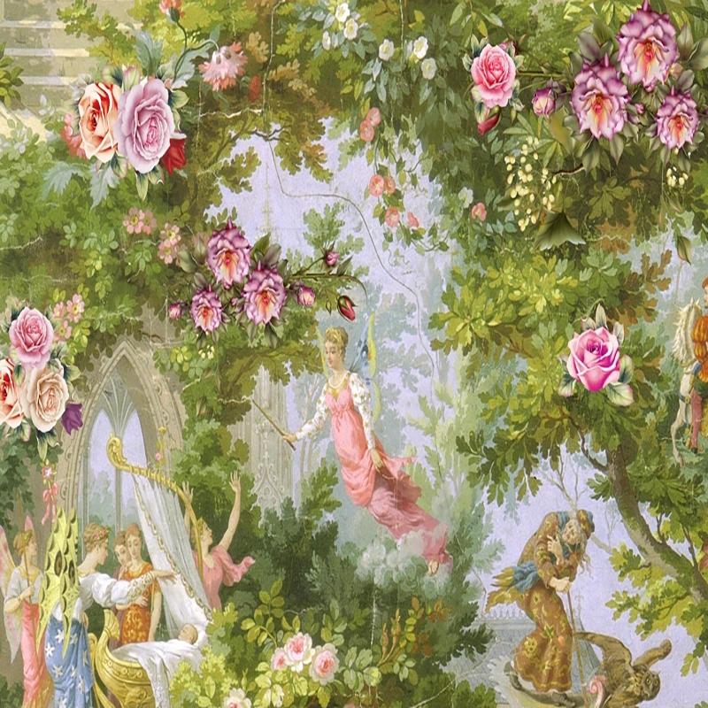 Mural Wallpaper Waterproof European Oil Painting Garden Beautiful Pastoral Flowers Wall Painting Home Decor Fresco