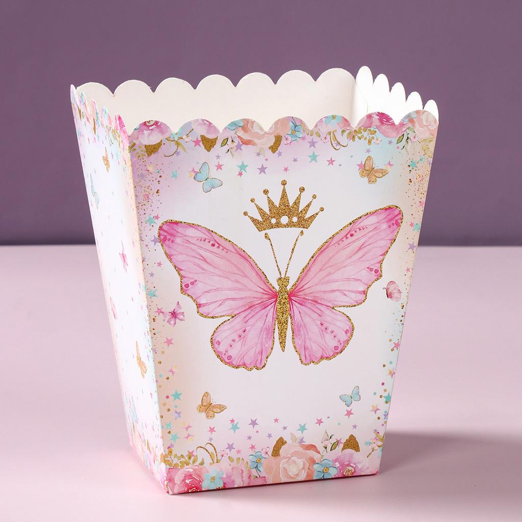 Ružovo-fialová Motýlia Krabička na Popcorn Krabička na Cukríky Motýlia Ozdoba na Narodeninovú Oslavu Deti Dievča Svadba Potreby na Narodeninovú Oslavu Oslava Bábätka