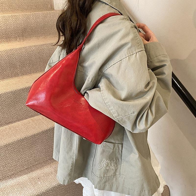 Premium texture niche solid color simple commute 2 new autumn and winter versatile shoulder underarm bag fashion handbag