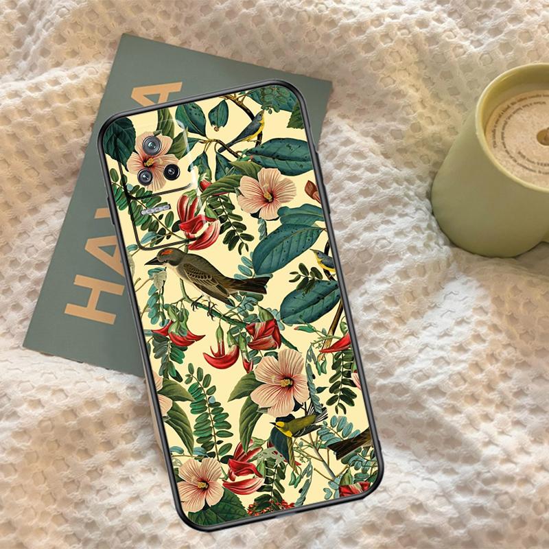 Garden Birds Vintage Tropical FLORAL Case For Xiaomi 14T 13T Pro 11T 12T 13 14 15 Ultra POCO X7 Pro X3 X5 X6 F5 F6 M6 Pro Cover