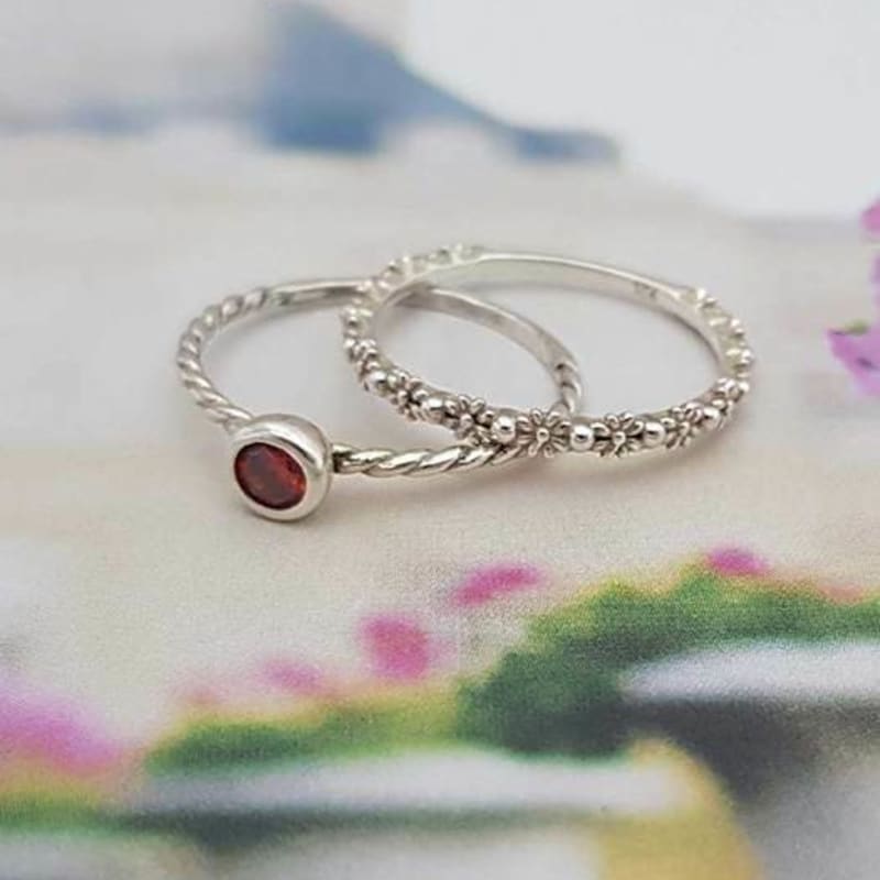 Ollia Birthstone Layered 1,2,3, Silver Ring